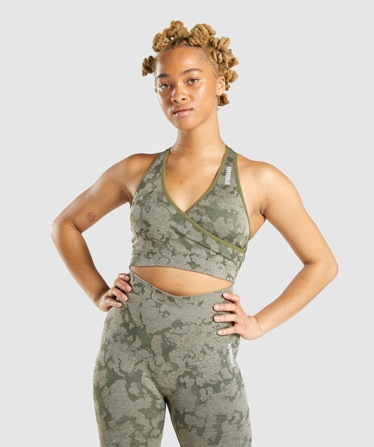 Gymshark Adapt Camo Seamless Sports Bra - Green | Gymshark (Global)