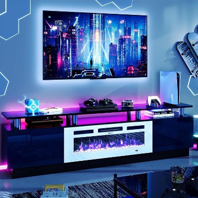 BALHAM TRADE-80” 2 Tier Fireplace TV Stand with 36” Electric Fireplace LED Light Black Tv Stand With White Fireplace-80Inch 13.8"D x 80"W x 23.6"H | Target