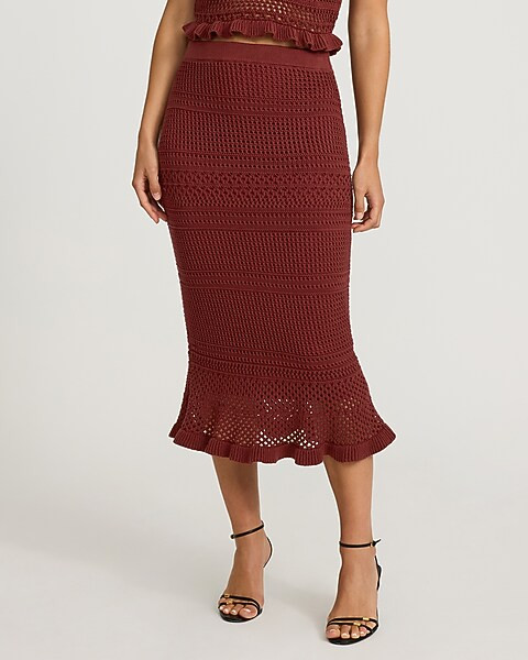 Crochet Midi Sweater Skirt | Express