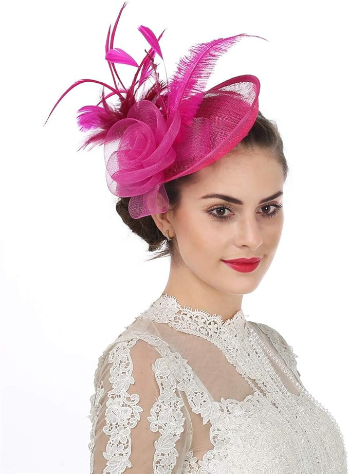SAFERIN Women's Fascinators Feathers Tea Party Hat Veil Headband with Hair Clip for Cocktail Chur... | Amazon (US)