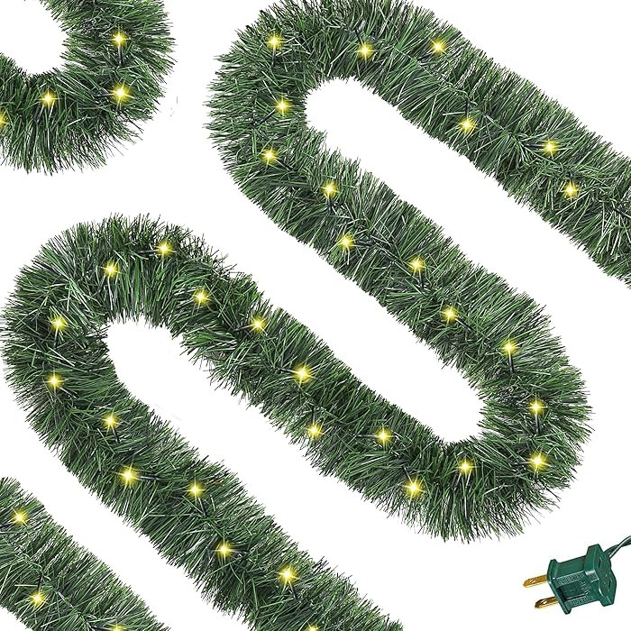 Christmas Green Garland Xmas Tree Decorations Pre-lit Christmas Twist Garland Ceiling Hanging Dec... | Amazon (US)