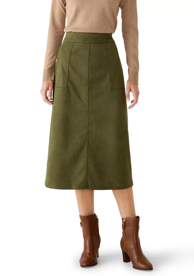 Women's Suede Fit and Flare Midi Skirt | Belk