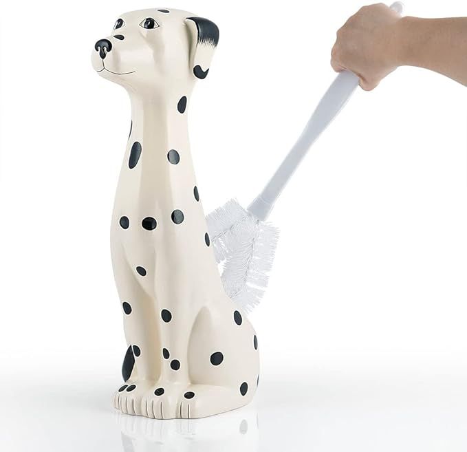 Allure Home Creation Dalmatian Dog White & Black 2-Piece Ceramic Toilet Brush Holder w/White Plas... | Amazon (US)