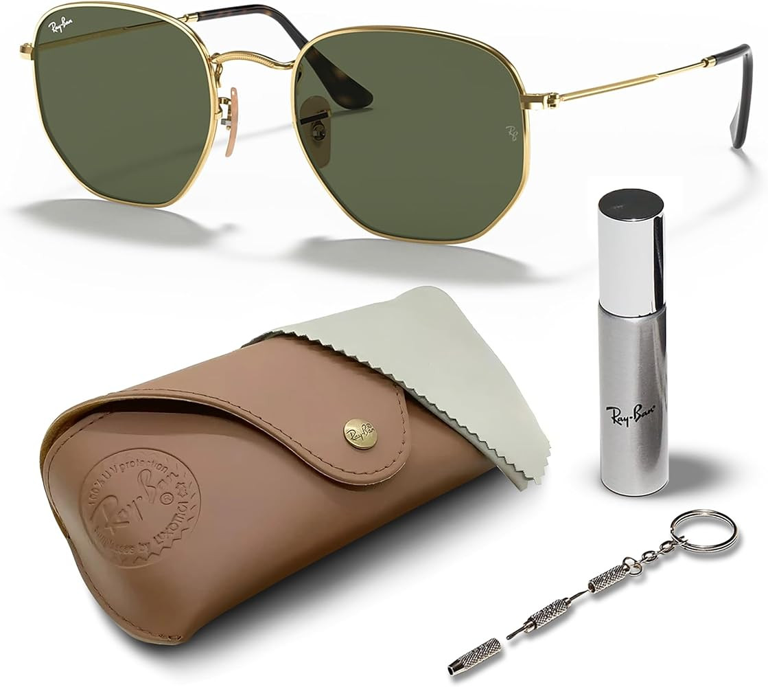 Ray-Ban RB3548N HEXAGONAL FLAT LENSES Square-Round Shape Sunglasses with Official Eyewear Kit Bun... | Amazon (US)