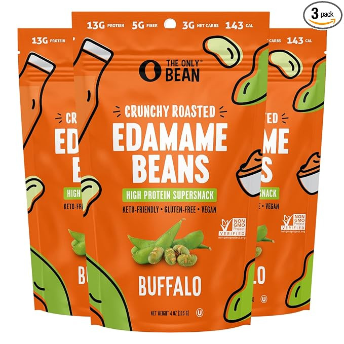 The Only Bean - Crunchy Roasted Edamame Beans (Buffalo), Keto Snacks, Healthy Snacks For Adults a... | Amazon (US)