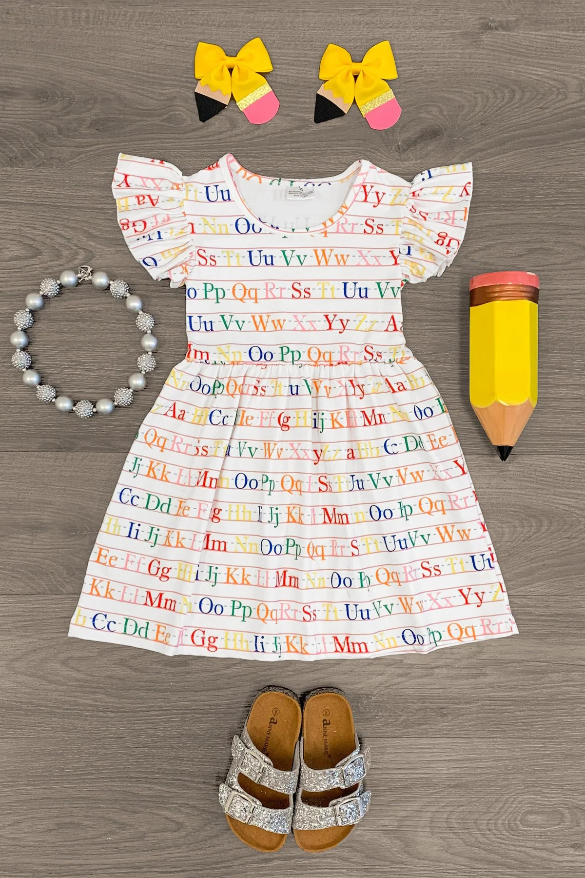 White Alphabet Dress | Sparkle In Pink