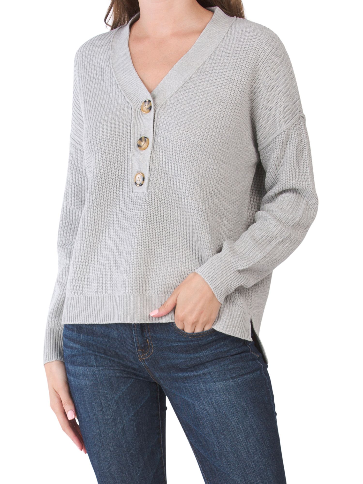 V-neck Henley Sweater With Texture | Women | Marshalls | Marshalls