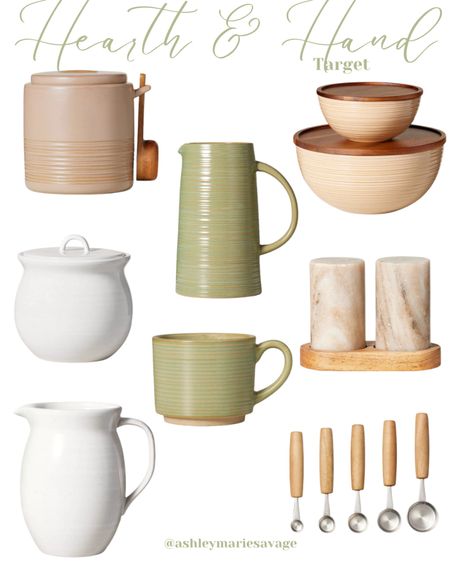 Hearth and hand, target, mixing bowls, coffee canister, salt and pepper, pitcher, measuring spoon 

#LTKSeasonal #LTKhome #LTKfindsunder100