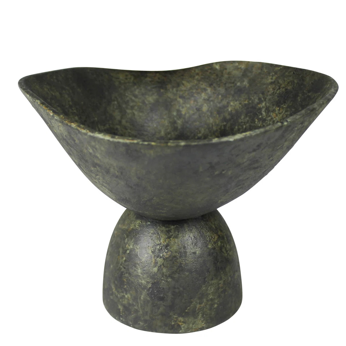 Bastia Organic Bowl On Base, Green Patina | Wayfair North America