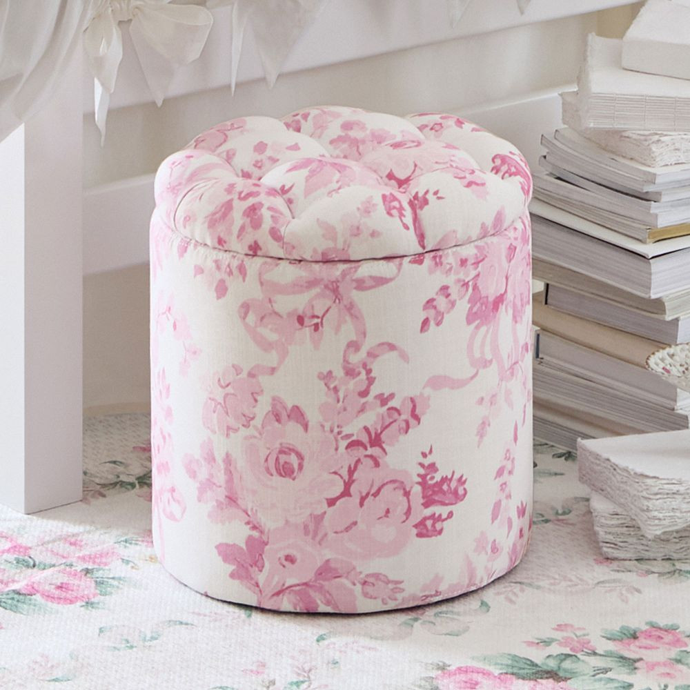 LoveShackFancy Tufted Round Storage Ottoman | Pottery Barn Teen