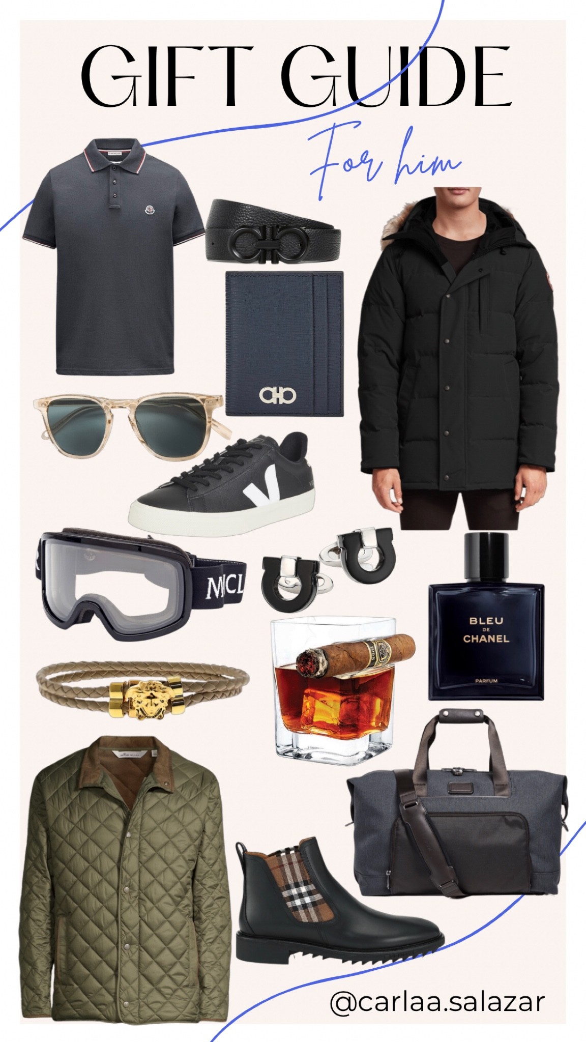 Holiday Gift Guide for him! Jacket, weekender, lotion, ski goggles, sunglasses, sneakers.

#LTKmens #LTKHoliday #LTKstyletip