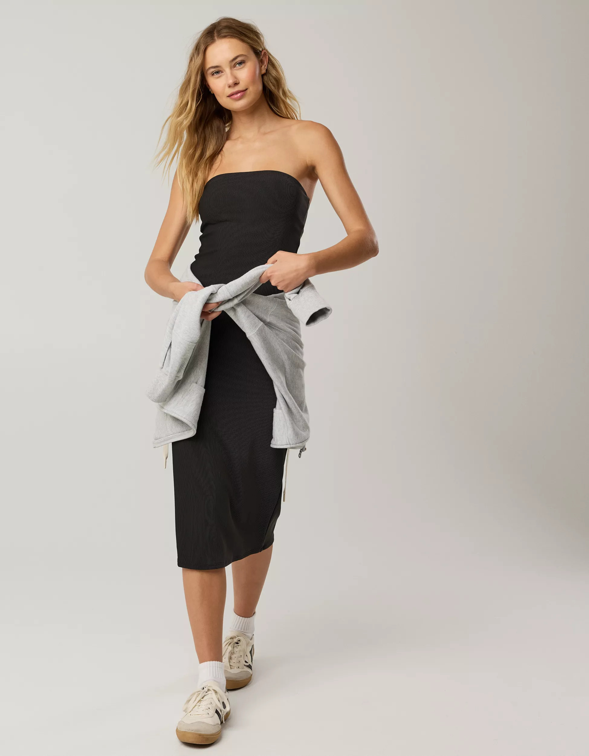 OFFLINE By Aerie Stripe Rib Night Out Midi Tube Dress | Aerie
