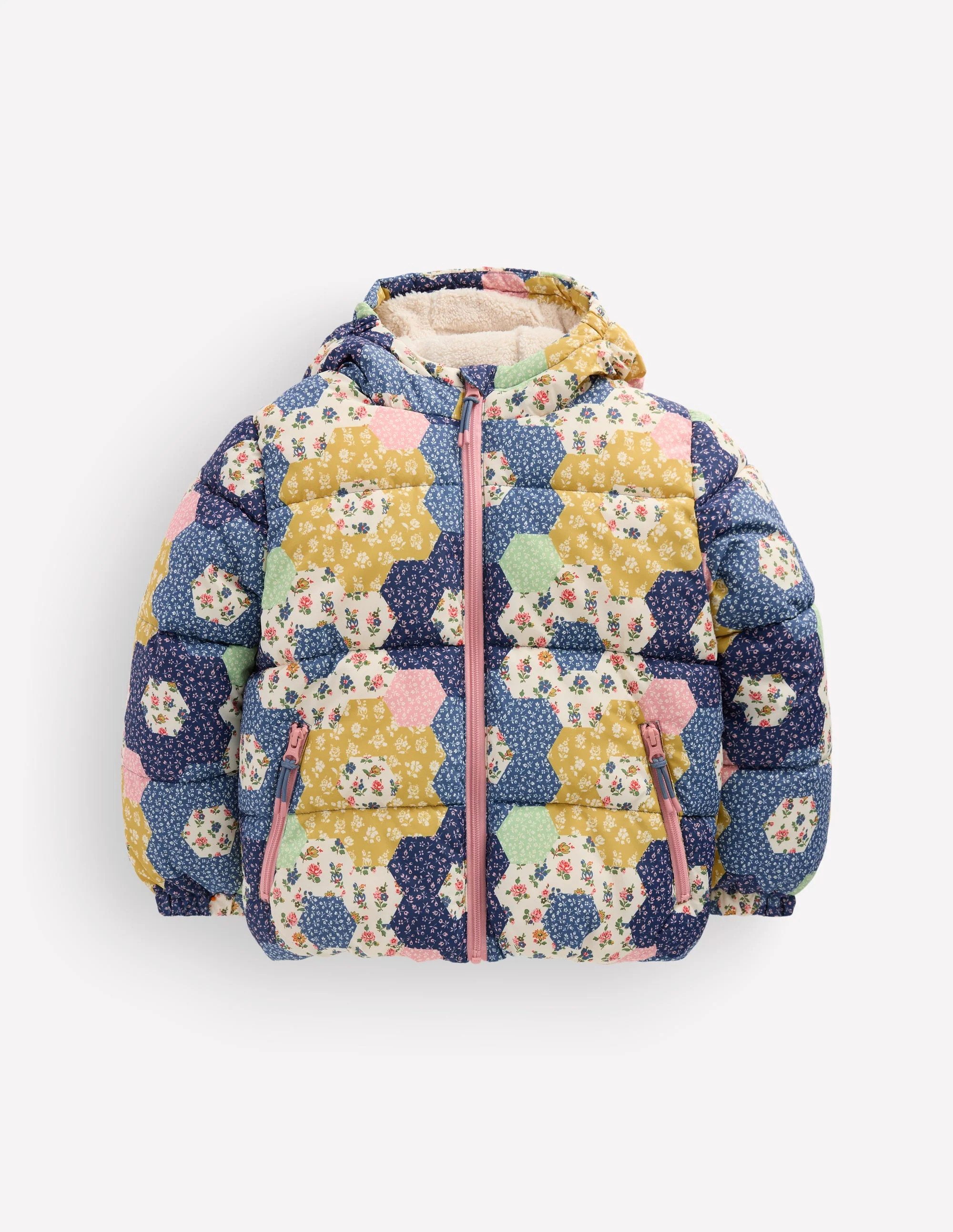 Fun Padded Coat-Patchwork Flowers | Boden (US)