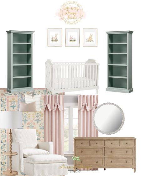 Pretty girl’s room inspiration 

Bookcase, nursery storage, pink curtains, baby crib 

#LTKhome #LTKsalealert #LTKbump