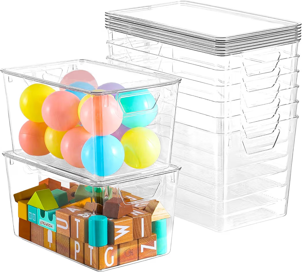 6 Pack Clear Storage Bins with Lids, 7 Quart Stackable Storage Boxes for Storage and Organization... | Amazon (US)