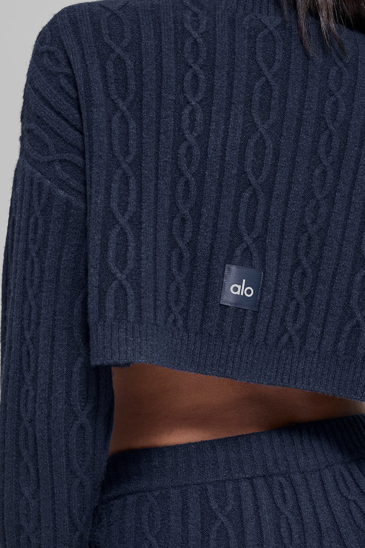 Cable Knit Cropped Winter Bliss Turtleneck Long Sleeve | Alo Yoga (US)