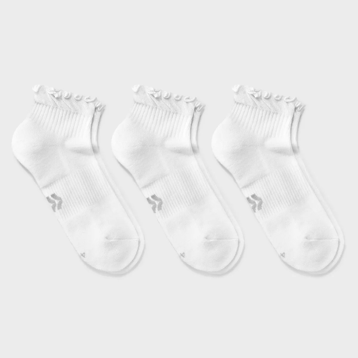 Women's Cushioned Ruffle 3pk Ankle Socks - All In Motion™ White 4-10: Arch Support, Knit Midwei... | Target