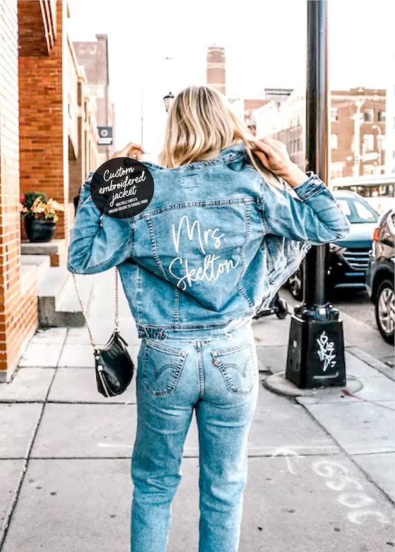 Engagement Gifts Embroidered Jean Jacket Bride Jean Jacket | Etsy | Etsy (US)