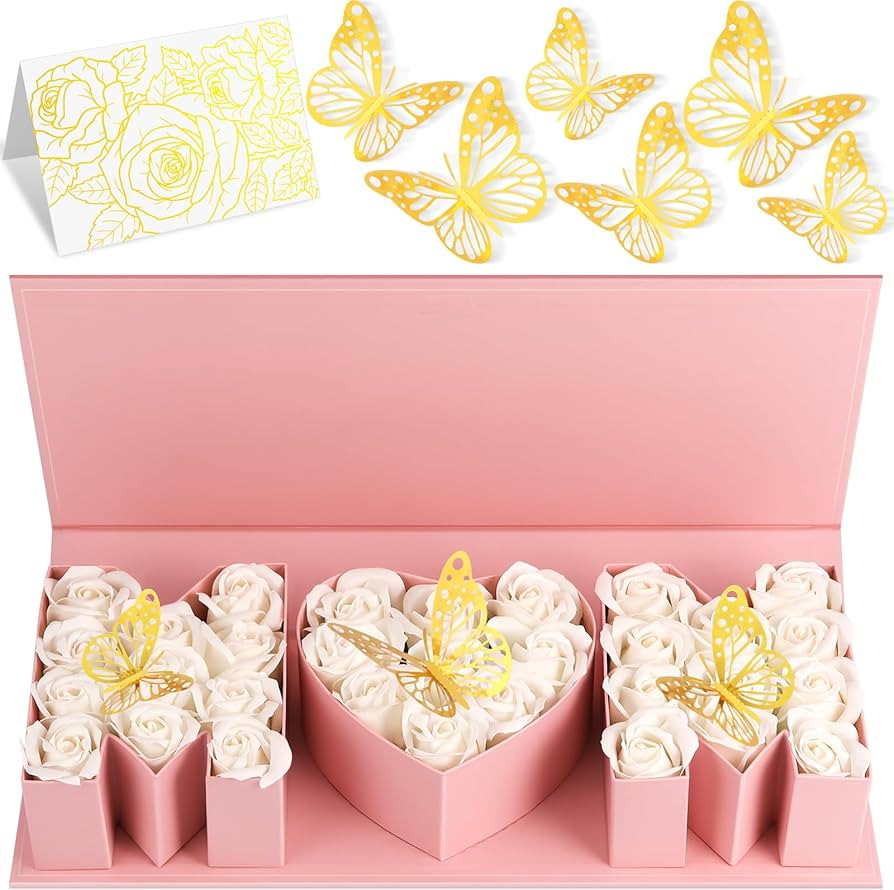 PYQTH Mothers Day Flower Box with 31 Flowers Thicker Mom Gift Box Cardboard Letter Shaped Flower ... | Amazon (US)