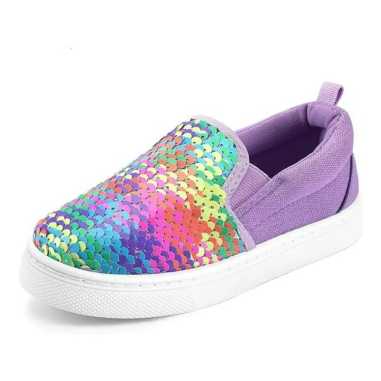 Bocca Kid's Slip on Sneakers Purple Sequins Girls Canvas Walking Shoes Size 12 - Walmart.com | Walmart (US)