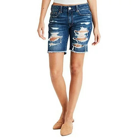 New American Eagle Womens Tomgirl Denim Bermuda Short Cobalt Night (00) | Walmart (US)