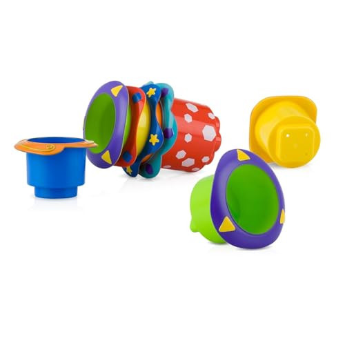 Nuby 5-Piece Splish Splash Stacking Cups Baby Bath Toy | Amazon (US)