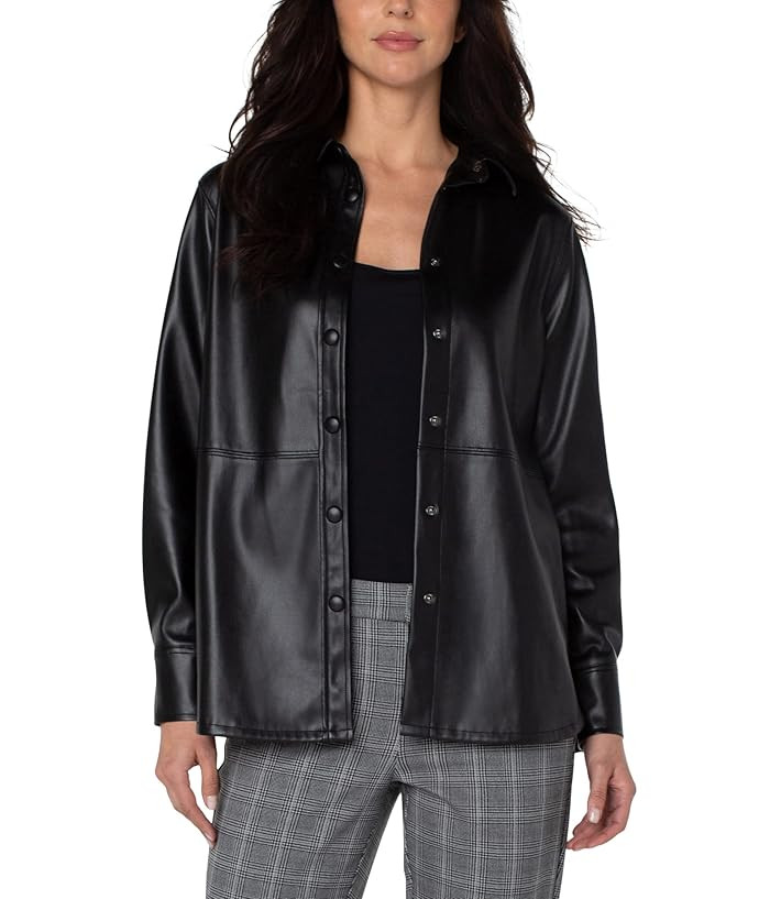Liverpool Seamed Faux Leather Shacket | Zappos