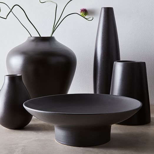 Pure Black Ceramic Vases | West Elm (US)