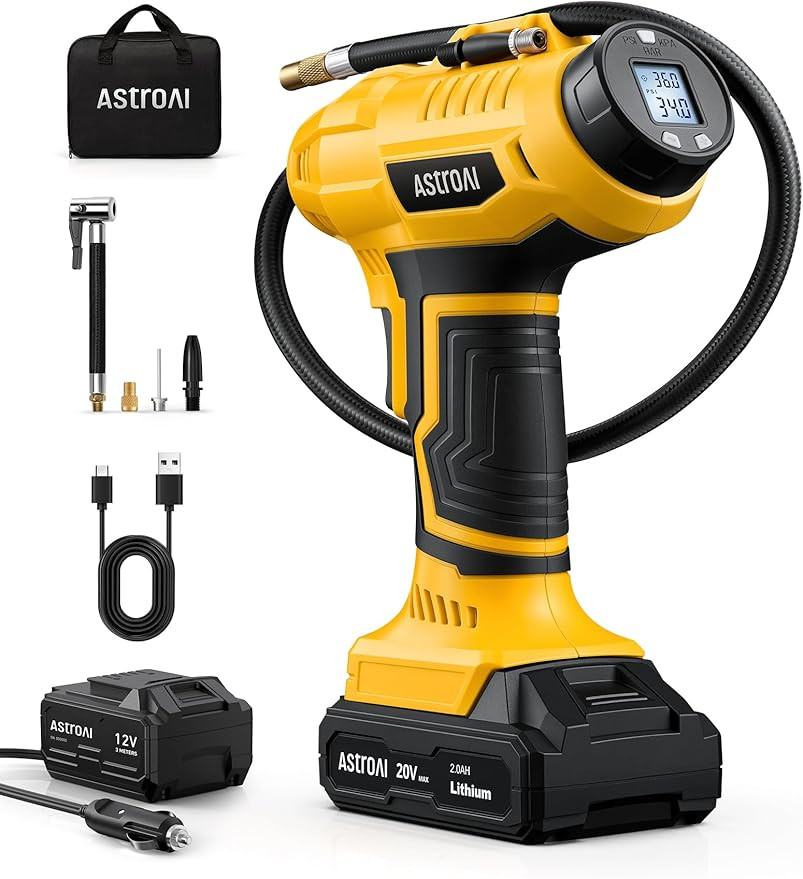 AstroAI Cordless Tire Inflator Air Compressor 20V Rechargeable Battery Powered 160PSI Portable Ai... | Amazon (US)