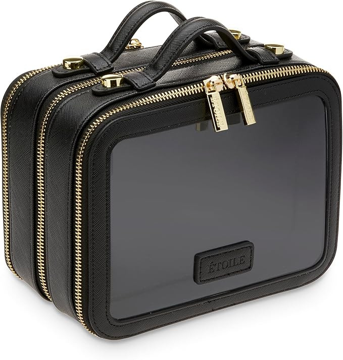 ETOILE - Small Twin Cosmetic Case Black - Dual Compartment Cosmetic Beauty Organizer & Toiletry C... | Amazon (US)