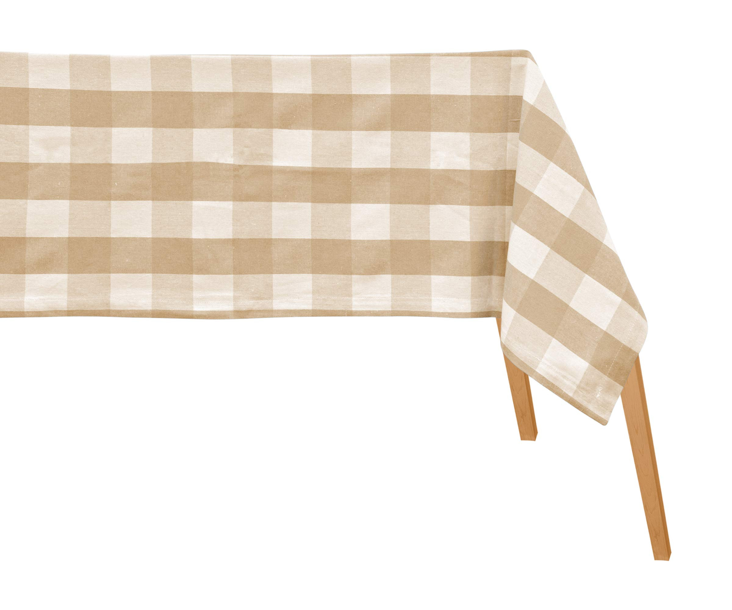 All Cotton and Linen Rectangular Tablecloth, Cotton, Beige and Cream, 63 X 109, Farmhouse Plaid, ... | Amazon (US)