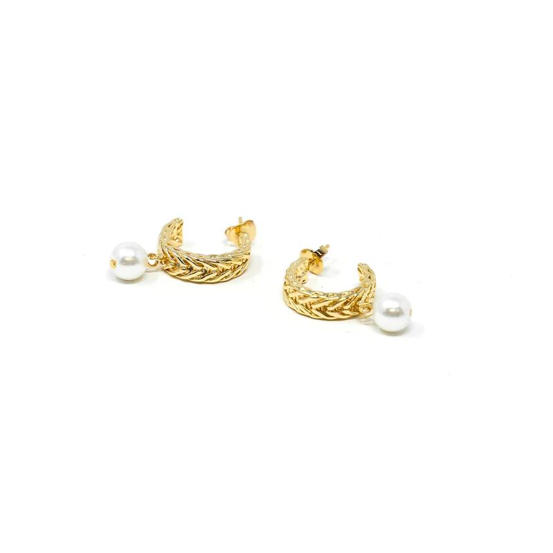 Gold Braid and Single Pearl Hoops | The Sis Kiss