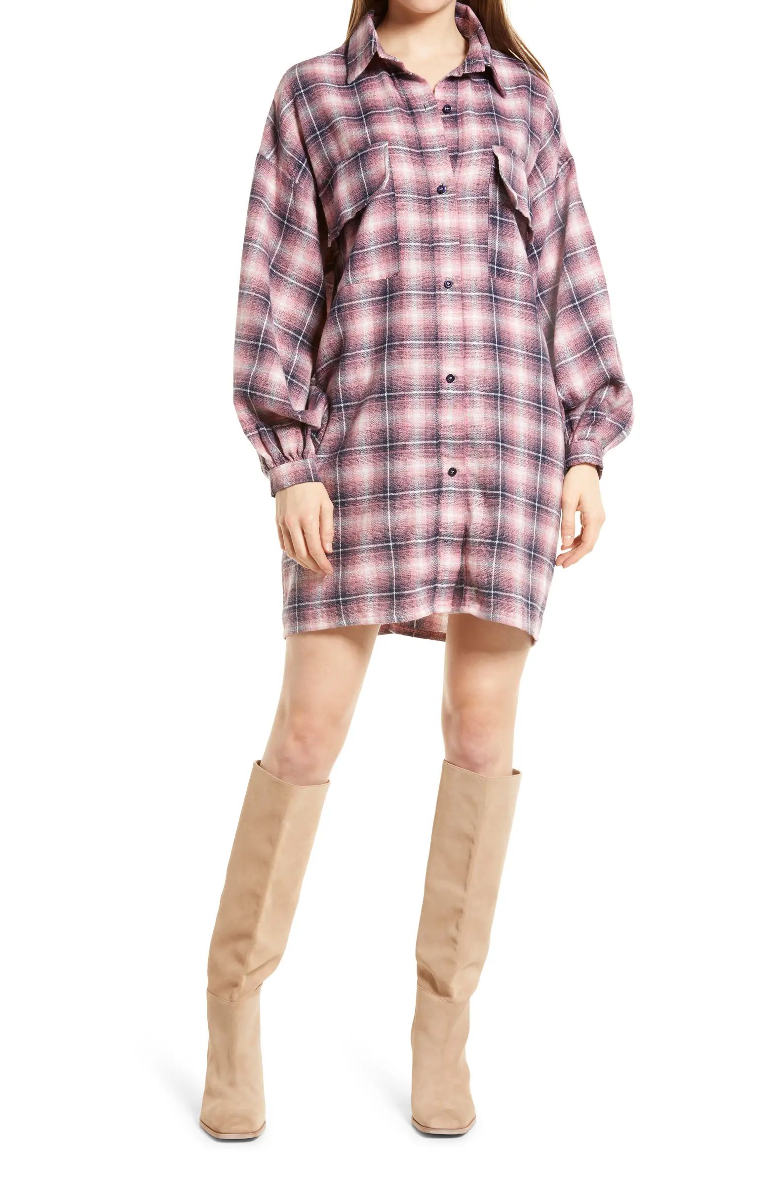 VICI Collection Plaid Balloon Sleeve Dress | Nordstrom | Nordstrom