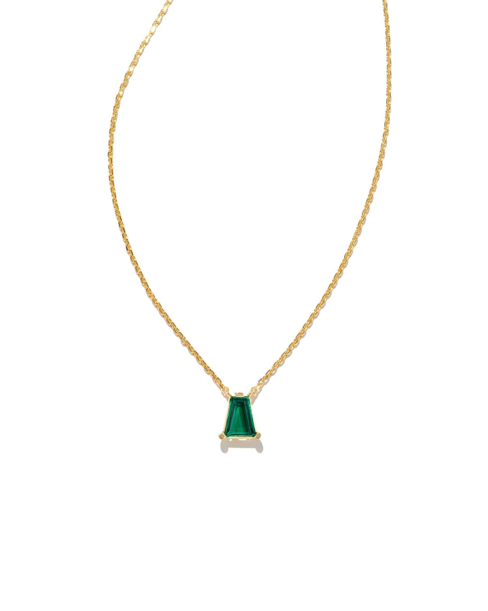 Blair Gold Pendant Necklace in Emerald Crystal | Kendra Scott