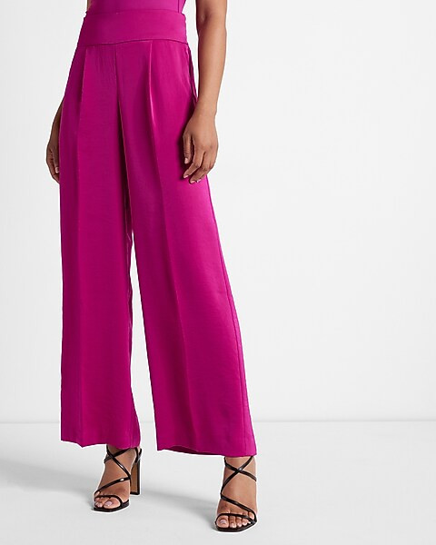 Super High Waisted Satin Wide Leg Pant | Express