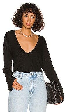 Lovers and Friends Deep V Neck Top in Black from Revolve.com | Revolve Clothing (Global)