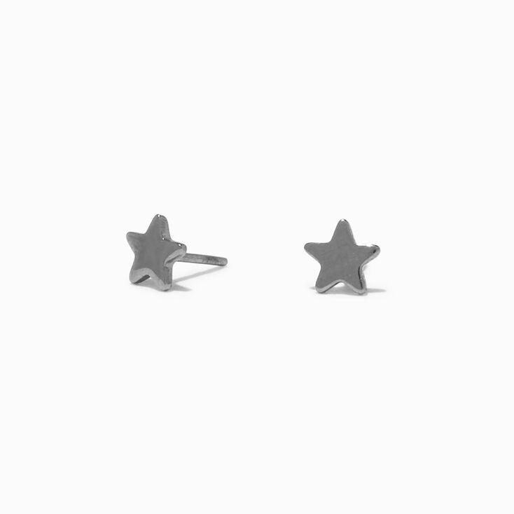 C LUXE by Claire's Silver Titanium Micro Star Flat Back Stud Earrings | Claire's (US)