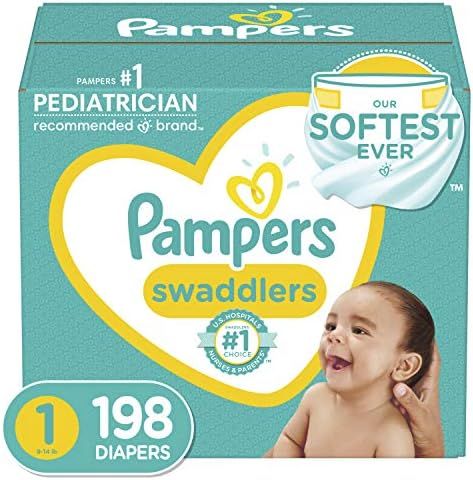 Baby Diapers Newborn/Size 1 (8-14 lb), 198 Count - Pampers Swaddlers, ONE MONTH SUPPLY (Packaging... | Amazon (US)