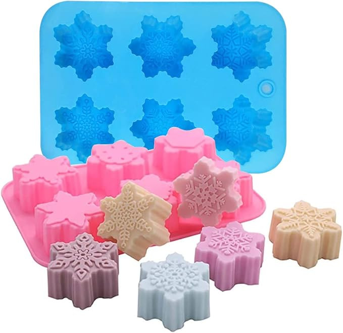 Snowflake Silicone Molds, 2 Pack Cake Pans Cookie Trays Handmade Soap Making Molds Also for Choco... | Amazon (US)