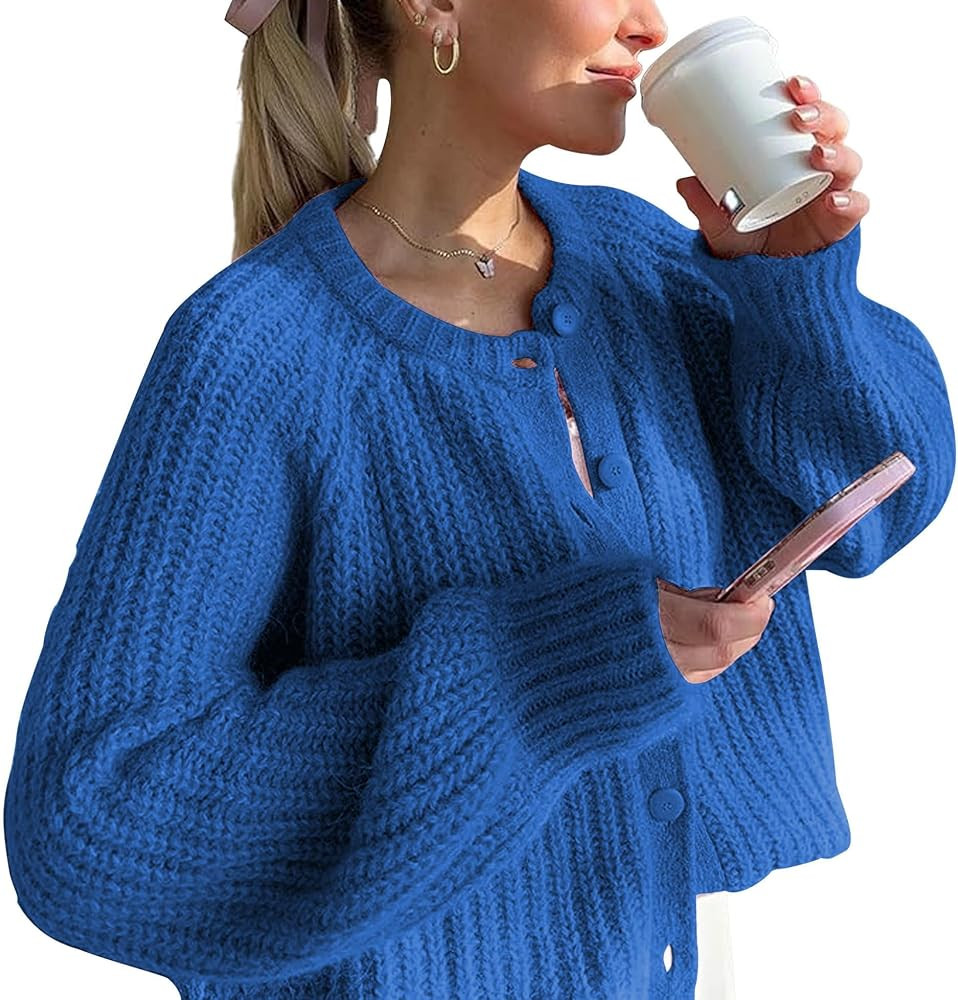 Cardigan Sweaters for Women Chunky Knit Cardigans Long Sleeve Button Sweater Jacket 2024 Fall Win... | Amazon (US)