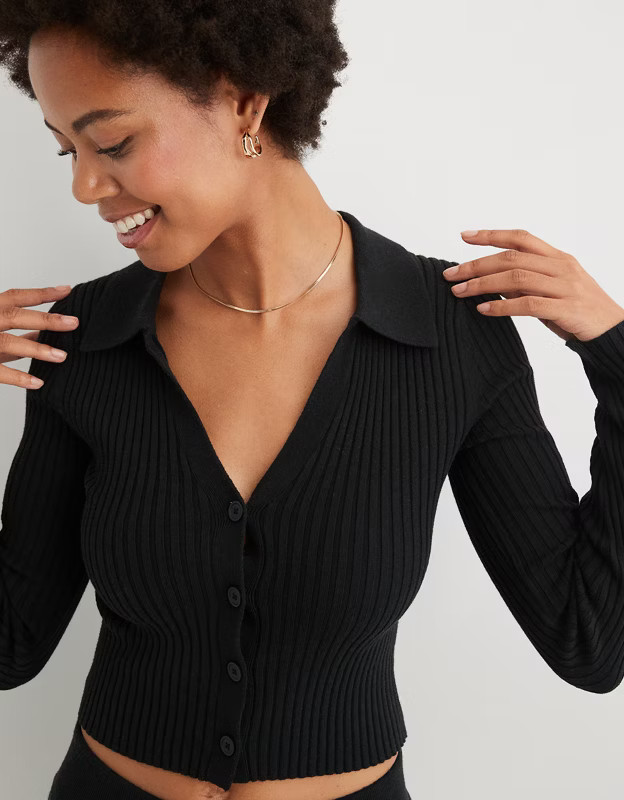 Aerie Gotta Jet! Polo Sweater | Aerie