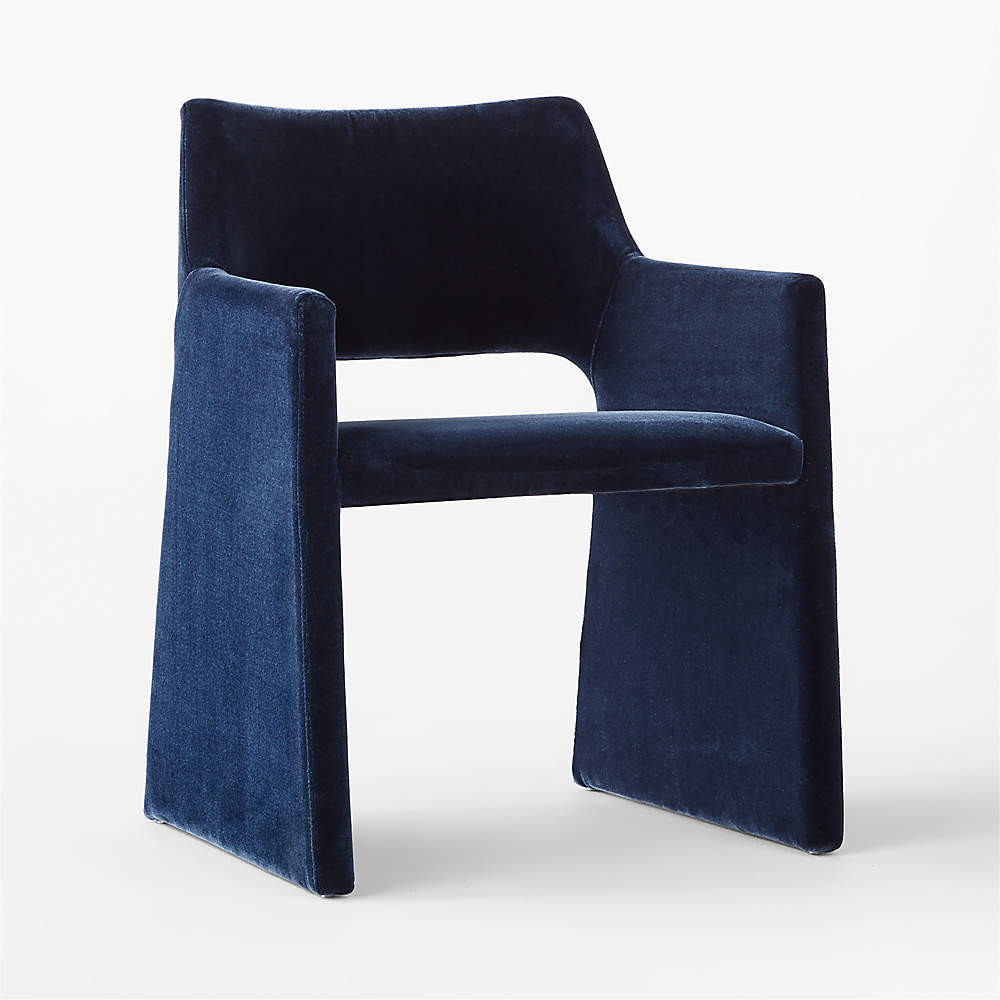Foley Faux Mohair Navy Dining Armchair + Reviews | CB2 | CB2