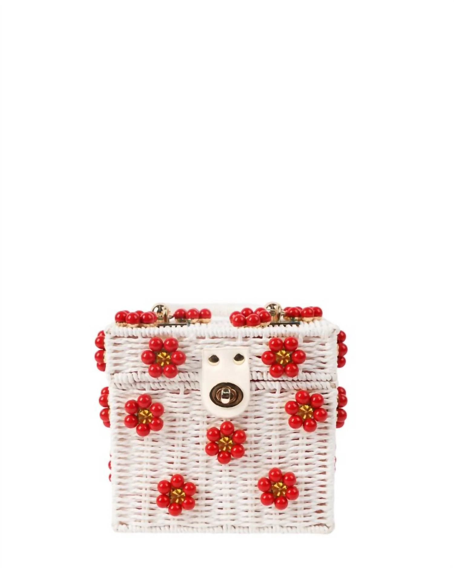 Women's Wicker Bucket Daisy Flower Purse In White,red Daisy | Shop Simon