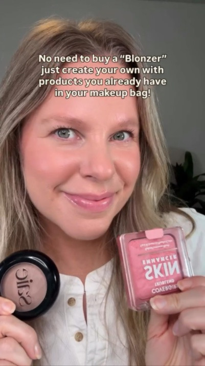 If you love the idea of a “blonzer” (blush + bronzer) then just use your own blush and bronzer together and voilà, blonzer! This is my go to all summer long. I pretty much apply blush and bronzer everywhere so there you go 😅🤗 follow for more easy and everyday makeup!

#summermakeuptrends #makeupformatureskin 

Using @covergirl blush and @saiebeauty bronzer — happy to send these to you, just let me know in the comments below!