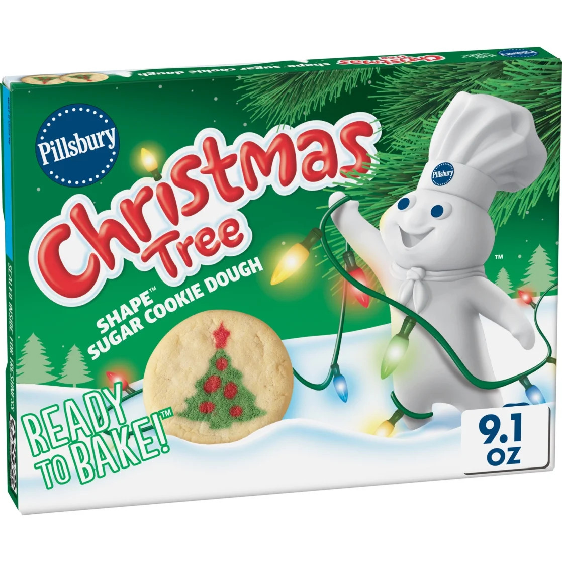 Pillsbury Ready to Bake! Christmas Tree Shape Sugar Cookie Dough, 20 Cookies, 9.1 oz | Walmart (US)