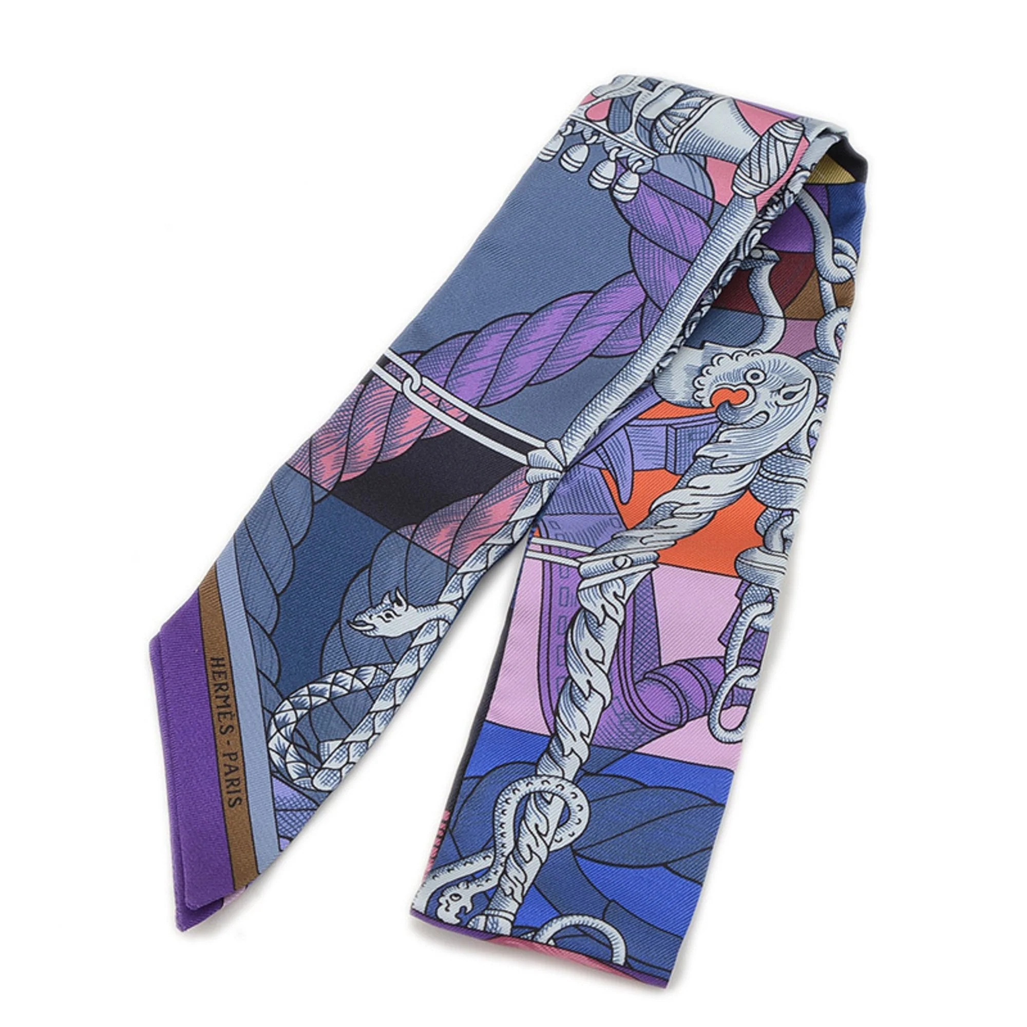 Hermes Twilly blue pink Silk Scarf (Pre-Owned) | Shop Simon