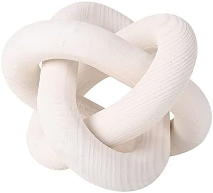 Renococo Wood Chain Link Decor 3-Link,6 Inch Dia Wood Knot Decor,White/Wood Color Hand Carved Decora | Amazon (US)