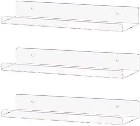 Weiai Clear Acrylic Shelf 15" Invisible Floating Wall Ledge Bookshelf, Kids Book Display Shelves ... | Amazon (US)