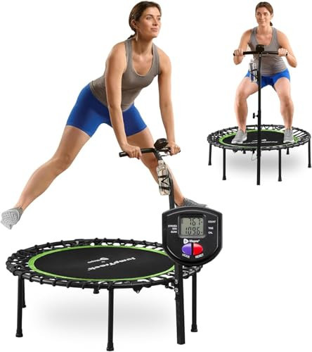 Lifepro Indoor Rebounder Trampoline for Adults with Handle Bar & Jump Counter – Foldable 40” Portable Silent Bungee System for Low-Impact Cardio & Exercise Trampoline Indoor/Outdoor Workouts | Amazon (US)