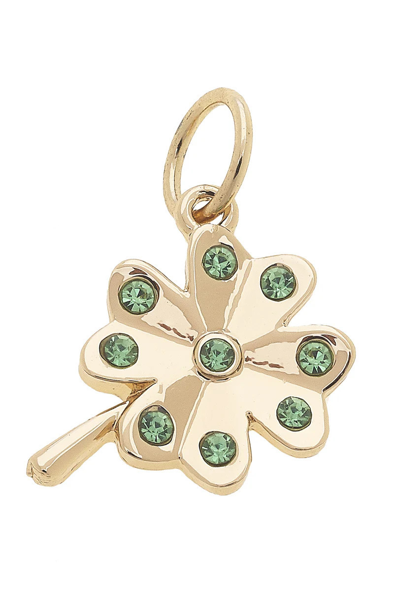 Green Pave Shamrock Charm in Shiny Gold | CANVAS